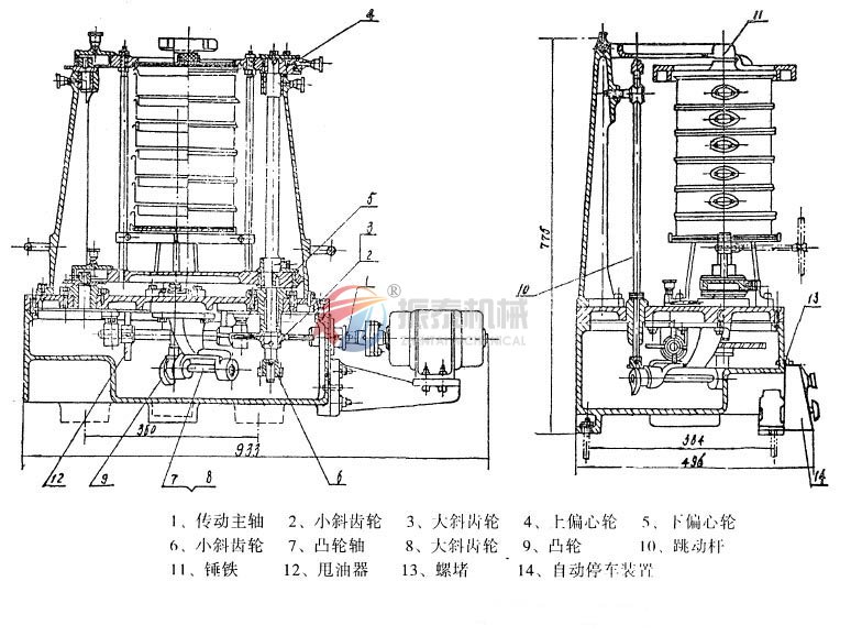 铁精矿粉拍击筛结构图