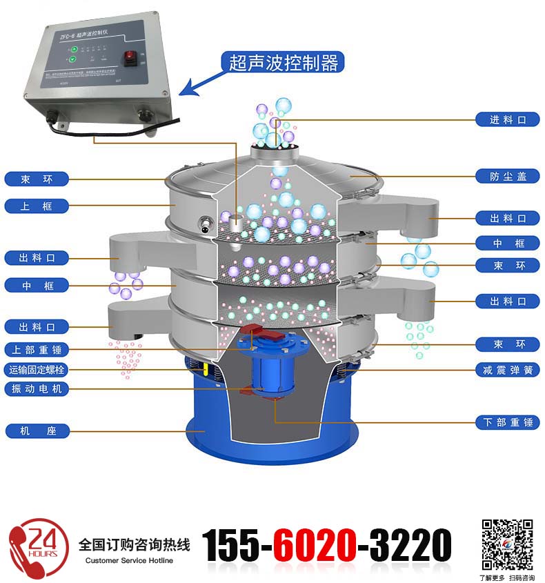 抹茶粉超声波振动筛的结构